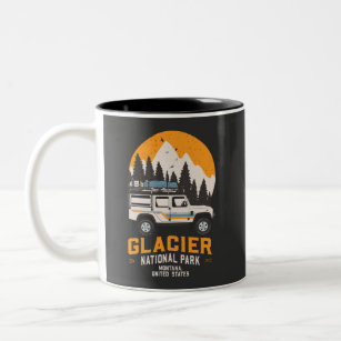 Vintage Glacier National Park Road Trip Montana  Two-Tone Coffee Mug