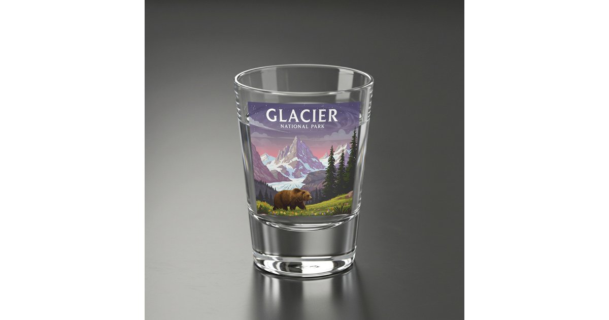 Vintage Glacier National Park Shot Glass | Zazzle
