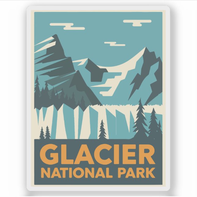 Vintage Glacier National Park Sticker (Front)