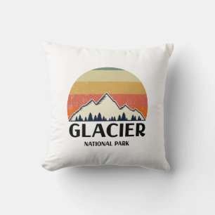 Vintage Glacier National Park Throw Pillow