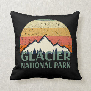 Vintage Glacier National Park Throw Pillow