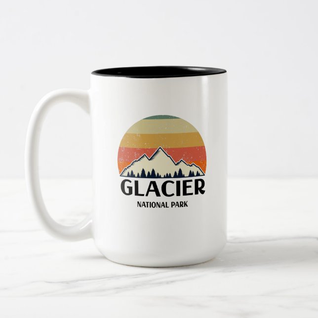 Vintage Glacier National Park  Two-Tone Coffee Mug (Left)