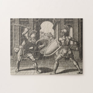 Vintage Gladiator Sword Fight Illustration (1560) Jigsaw Puzzle