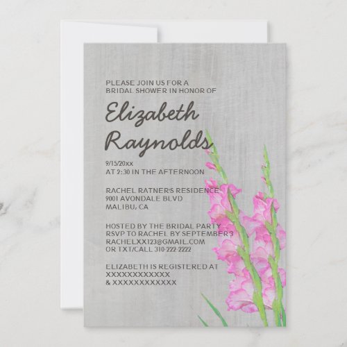 Vintage Gladiolus Bridal Shower Invitations