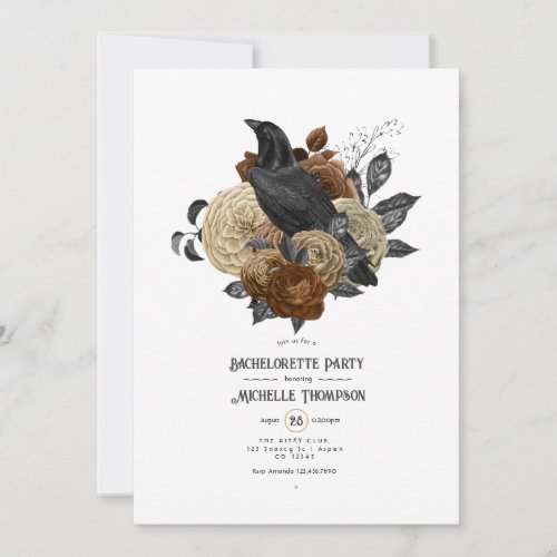 Vintage Glam Amber Raven Gothic Bachelorette Party Invitation