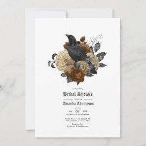 Vintage Glam Amber Raven Gothic Bridal Shower Invi Invitation