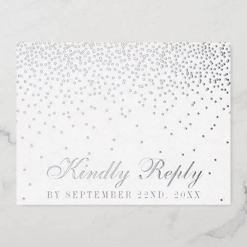 Vintage Glam Confetti Wedding RSVP Real Foil Invitation Postcard