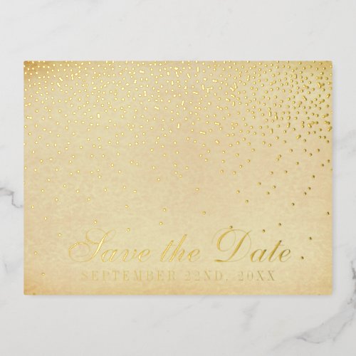 Vintage Glam Confetti Wedding Save The Date Real Foil Invitation Postcard