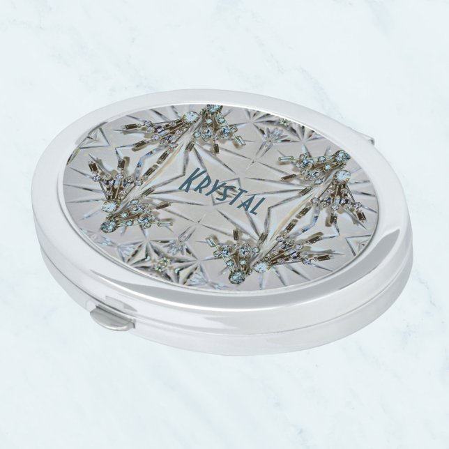 Vintage Glam Elegant Art Deco Rhinestones Compact Mirror (Creator Uploaded)