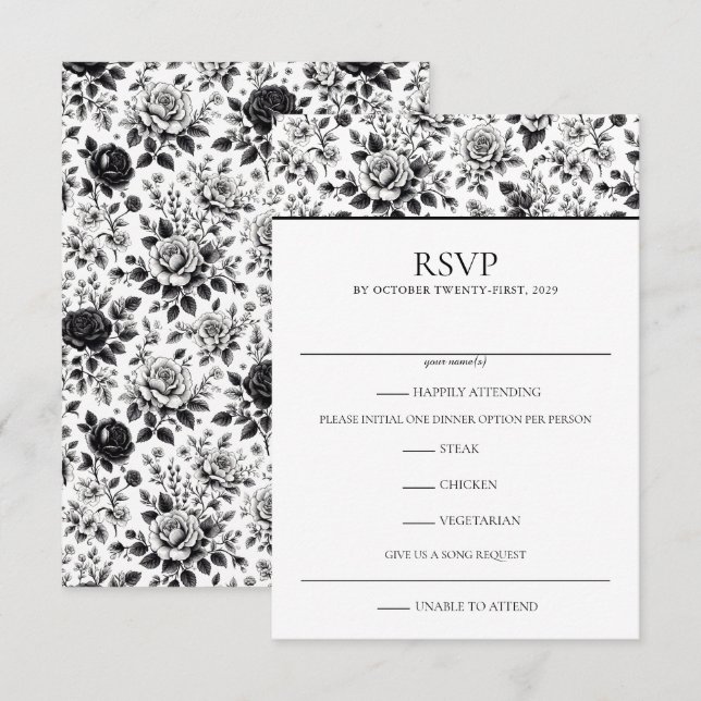 Vintage Glam Floral RSVP Card (Front/Back)