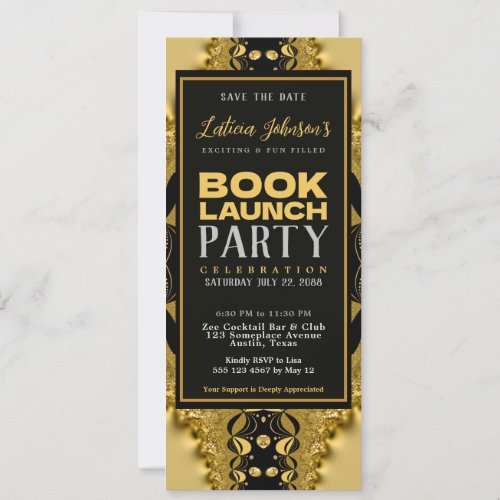 Vintage Glam Fractal Lace Book Launch Invitation