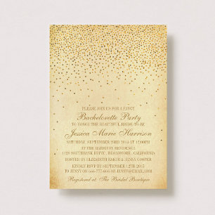 Vintage Glam Gold Confetti Bachelorette Party Invitation