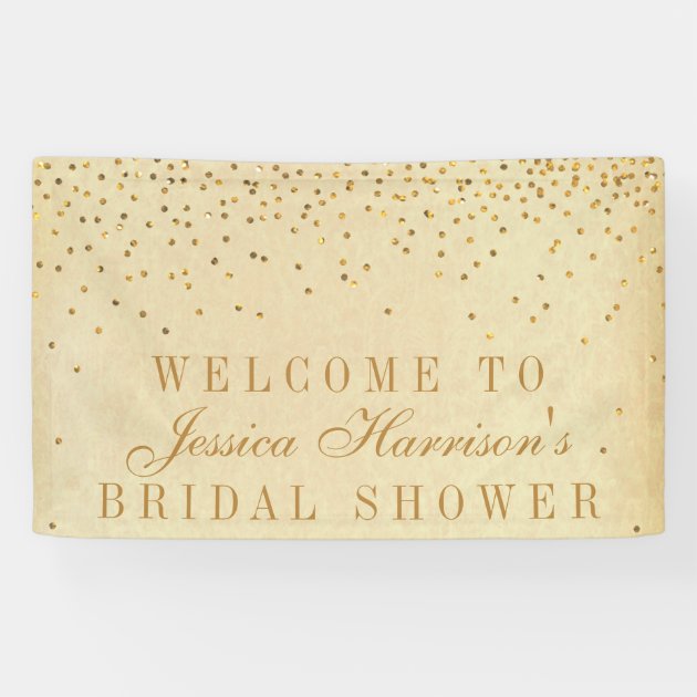 Vintage Glam Gold Confetti Bridal Shower Banner