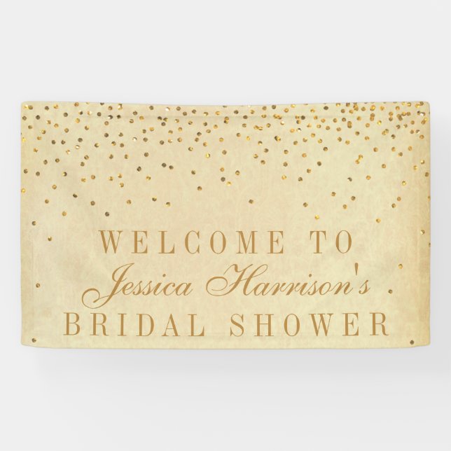 Vintage Glam Gold Confetti Bridal Shower Banner (Horizontal)