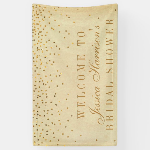 Vintage Glam Gold Confetti Bridal Shower Banner