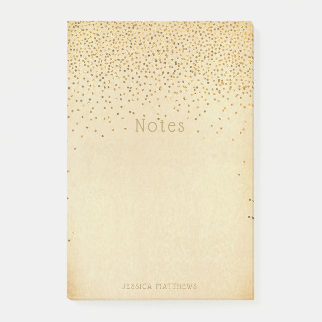 Vintage Glam Gold Confetti Post-it Notes (Front)