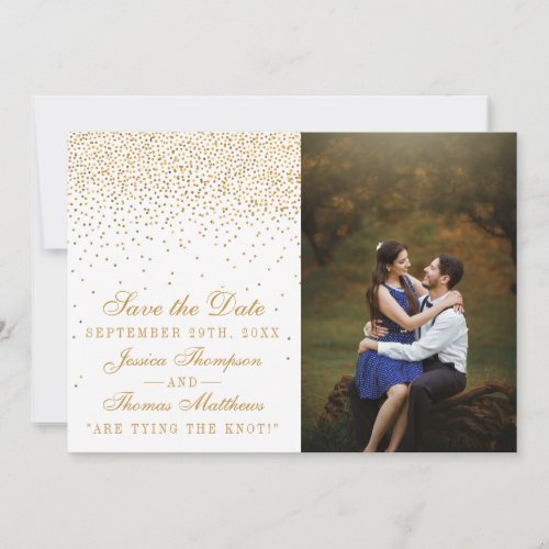 Vintage Glam Gold Confetti Wedding Photo Save The Date