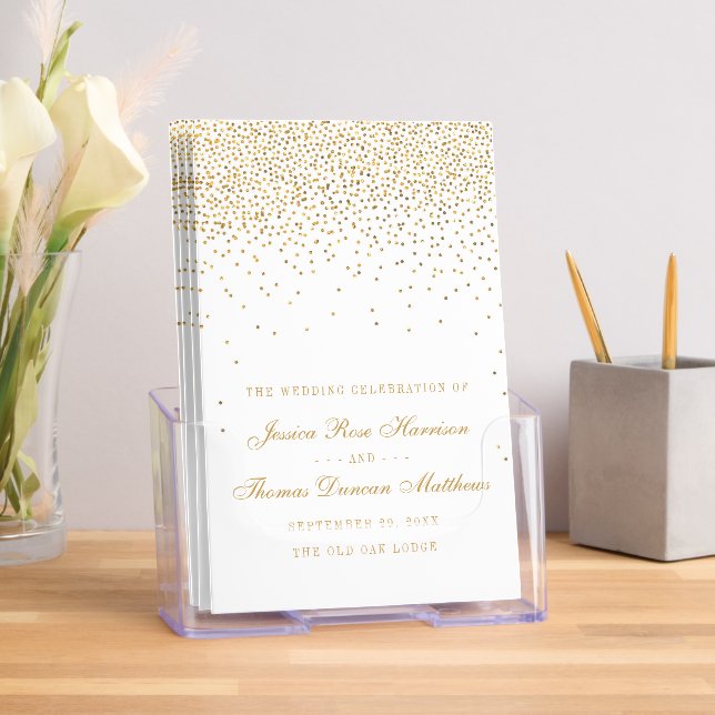 Vintage Glam Gold Confetti Wedding Program Brochure (Insitu)