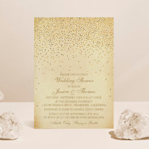 Vintage Glam Gold Confetti Wedding Shower Invitation