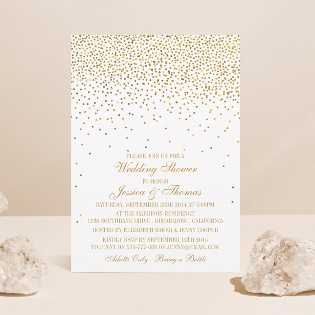 Vintage Glam Gold Confetti Wedding Shower Invitation (Creator Uploaded)