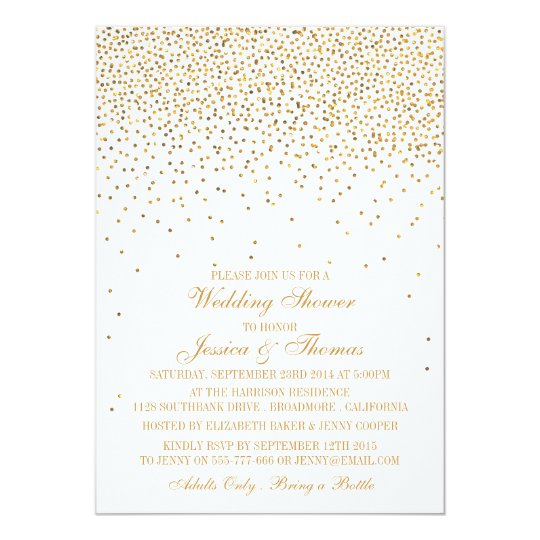 Vintage Glam Gold Confetti Wedding Shower Invitation