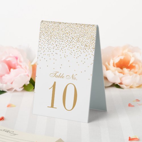 Vintage Glam Gold Confetti Wedding Table Number Table Tent Sign