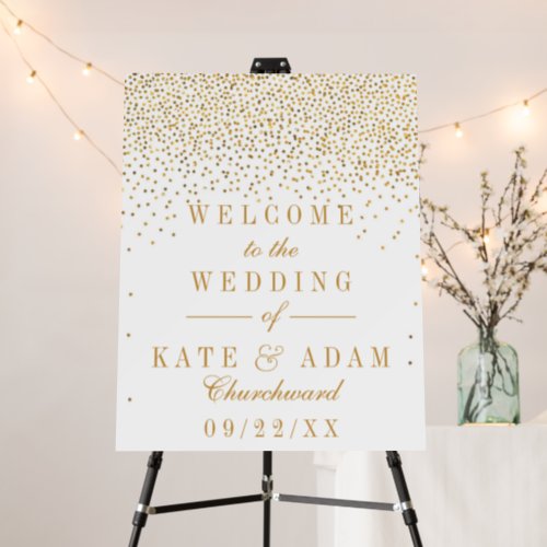 Vintage Glam Gold Confetti Wedding Welcome Sign