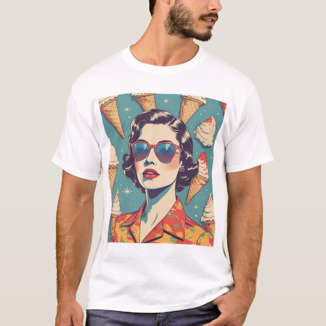 Vintage Glam Lady - Sunglasses and Cones Tee (Front)