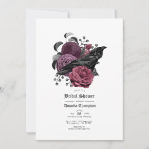 Vintage Glam Mauve Raven Gothic Bridal Shower Invitation