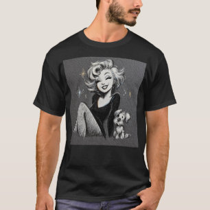 Vintage Glam Muse Retro Starlet Sketch Chalk Glam  T-Shirt