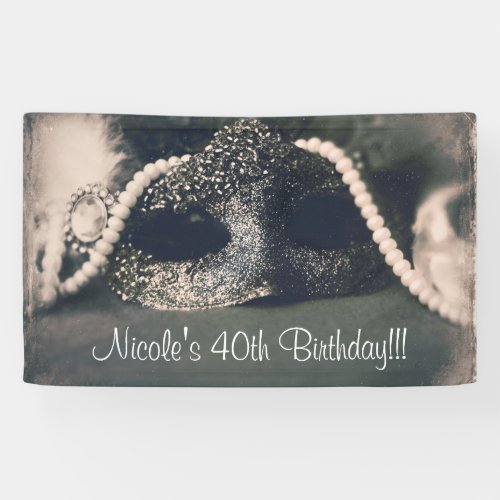 Vintage Glam Old Photo Masquerade Party Banner