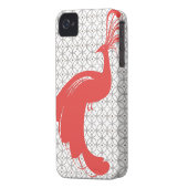 VINTAGE GLAM PEACOCK in Red iPhone Case (Back Left)