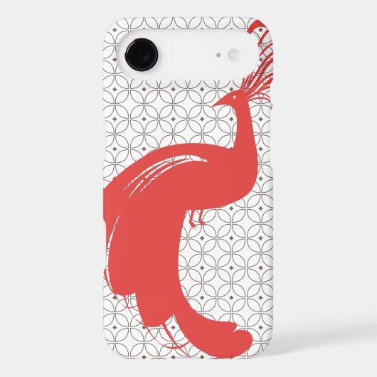 VINTAGE GLAM PEACOCK in Red iPhone Case (Back)