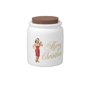 Vintage glam pin-up Christmas gal Candy Jar