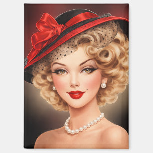  Vintage Glam Pin-Up Lady Magnet