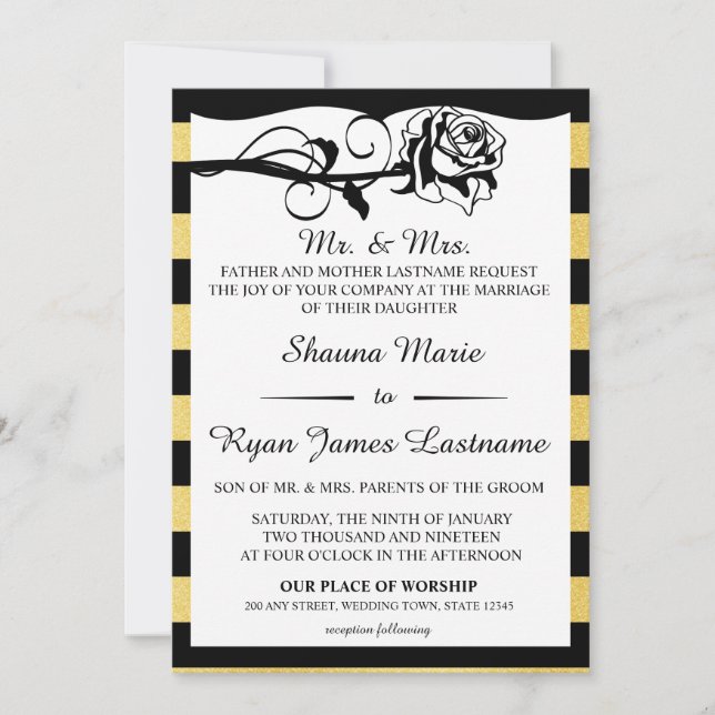 Vintage Glam Rose Invitation (Front)
