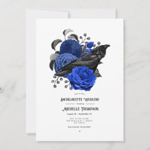 Vintage Glam Royal Blue Floral Gothic Bachelorette Invitation