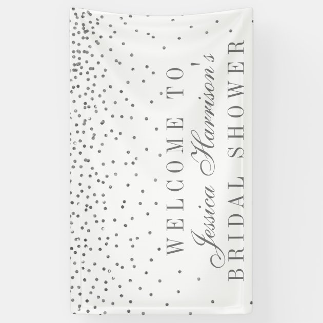 Vintage Glam Silver Confetti Bridal Shower Banner