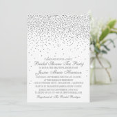 Vintage Glam Silver Confetti Bridal Shower Invitation (Standing Front)