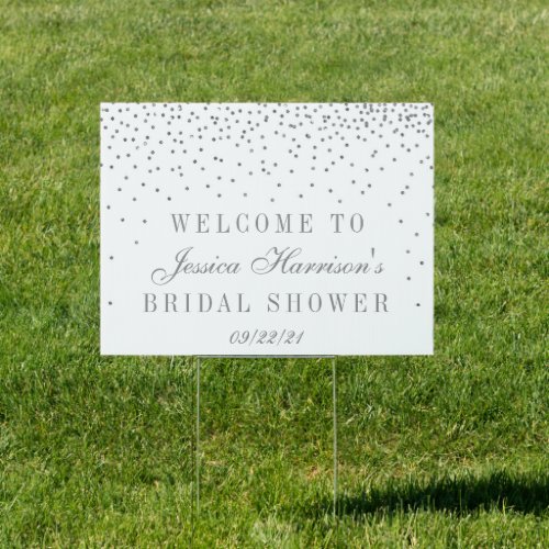 Vintage Glam Silver Confetti Bridal Shower Welcome Sign