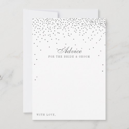 Vintage Glam Silver Confetti Wedding Collection Advice Card