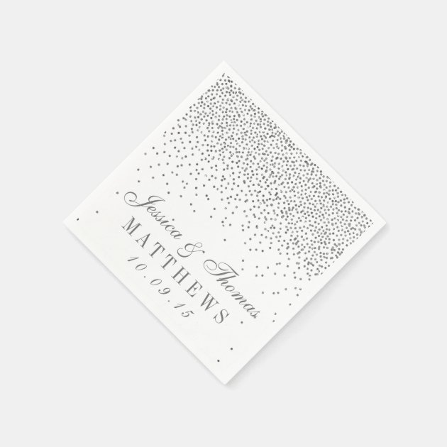 Vintage Glam Silver Confetti Wedding Collection Napkin