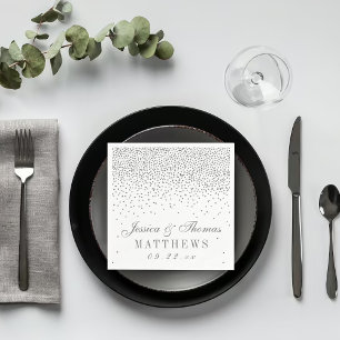 Vintage Glam Silver Confetti Wedding Collection Napkins