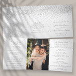 Vintage Glam Silver Confetti Wedding Collection Tri-Fold Program<br><div class="desc">These beautiful programs are perfect for anyone getting married this year. The design features glamourise silver confetti on a fresh white background, very trendy but with a timeless feel. The template wording is easy to personalise and there is also space to include your favourite photo. If you would like to...</div>