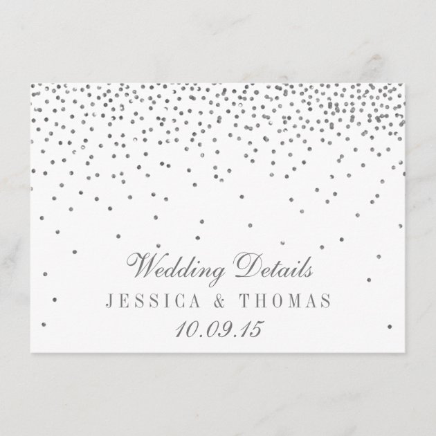 Vintage Glam Silver Confetti Wedding Detail Cards