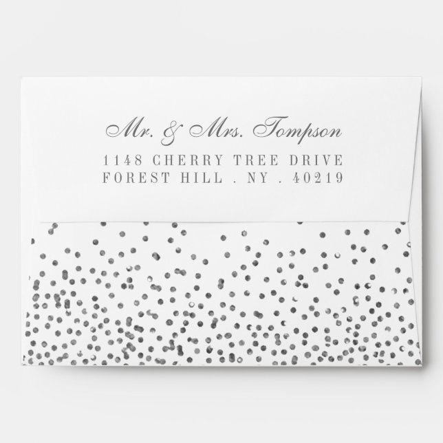 Vintage Glam Silver Confetti Wedding Envelope (Back (Top Flap))