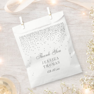 Vintage Glam Silver Confetti Wedding Favor Bag