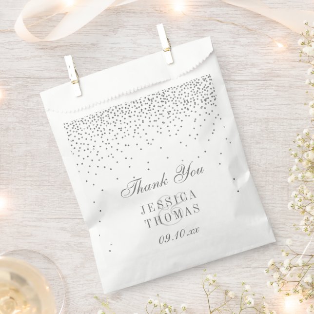 Vintage Glam Silver Confetti Wedding Favor Bag (Clipped)