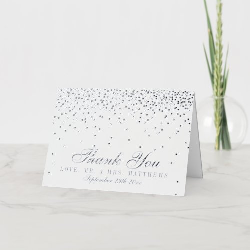Vintage Glam Silver Confetti Wedding Foil Greeting Card