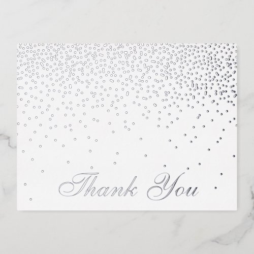 Vintage Glam Silver Confetti Wedding Foil Invitation Postcard